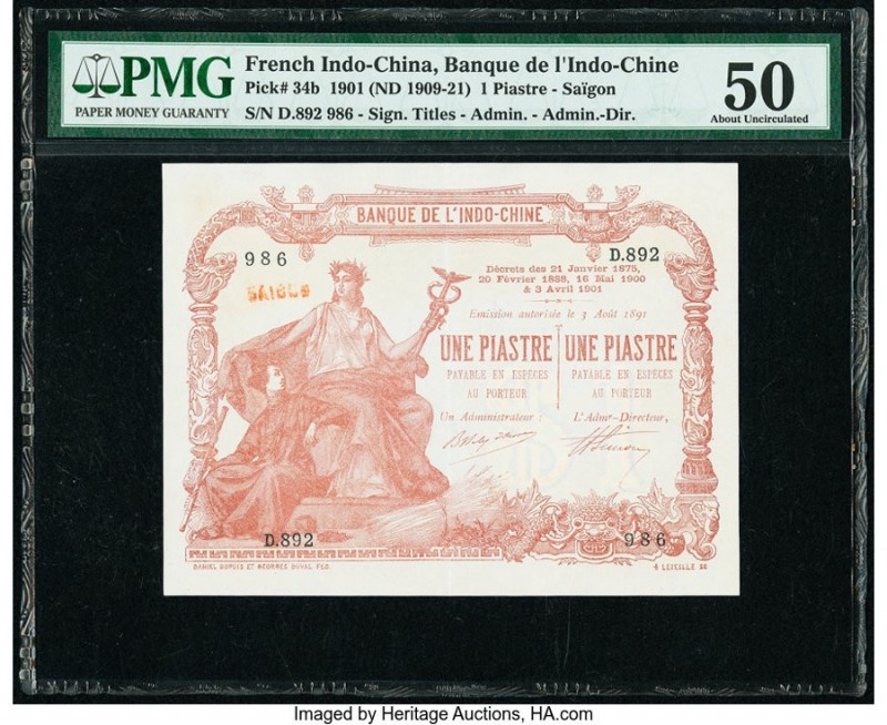 French Indochina, Saigon Banque de l'Indo-Chine 1 Piastre 1901 (ND 1909-21) Pick...