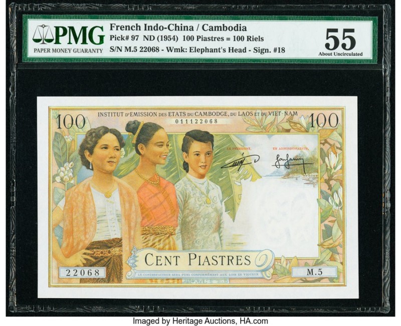 French Indochina Institut d'Emission des Etats, Cambodia 100 Piastres = 100 Riel...