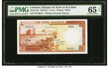 Lebanon Banque de Syrie et du Liban 1 Livre 1952-64 Pick 55a PMG Gem Uncirculated 65 EPQ. 

HID09801242017

© 2020 Heritage Auctions | All Rights Rese...