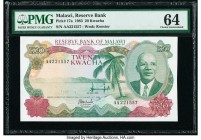 Malawi Reserve Bank of Malawi 20 Kwacha 1.7.1983 Pick 17a PMG Choice Uncirculated 64. 

HID09801242017

© 2020 Heritage Auctions | All Rights Reserved...