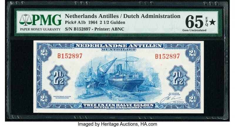 Netherlands Antilles Nederlandse Antillen, Muntbiljet 2 1/2 Gulden 1964 Pick A1b...