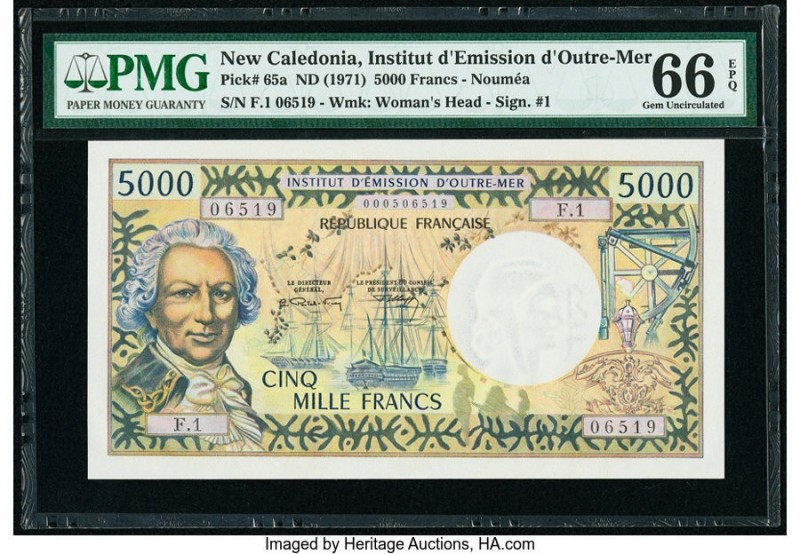 New Caledonia Institut d'Emission d'Outre-Mer 5000 Francs ND (1971) Pick 65a PMG...