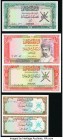 Oman Sultanate of Muscat and Oman; Oman Currency Board; Central Bank 100 Baiza; 1/2; 1 Rial 1970-1987 Pick 1; 7; 16; 17; 25 Crisp Uncirculated. 

HID0...