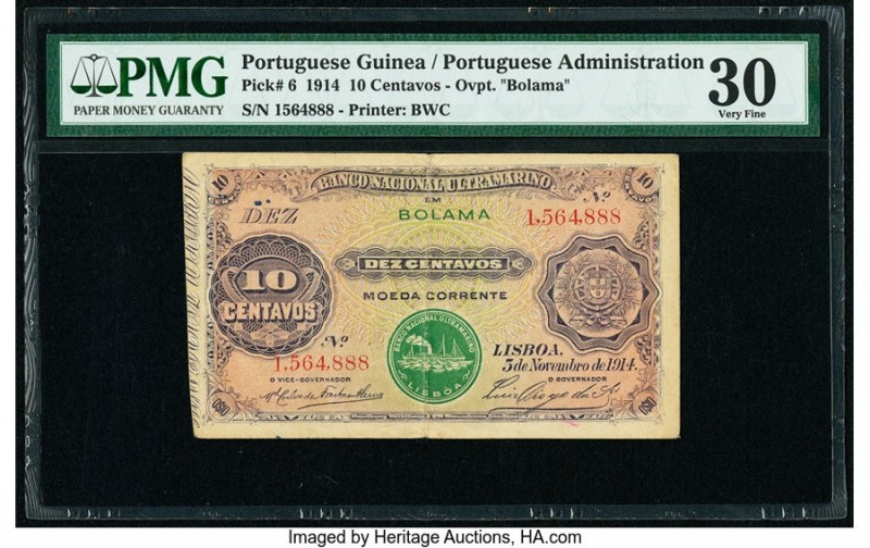 Portuguese Guinea Banco Nacional Ultramarino 10 Centavos 5.11.1914 Pick 6 PMG Ve...