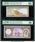 Saudi Arabia Monetary Agency 1; 10 Riyals ND (1961); ND (1977) / AH1379 Pick 6a; 18 Two Examples PMG Gem Uncirculated 65 EPQ; Choice About Unc 58. 

H...