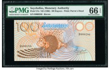 Seychelles Seychelles Monetary Authority 100 Rupees ND (1980) Pick 27a Low Serial Number PMG Gem Uncirculated 66 EPQ. Serial number 000286.

HID098012...
