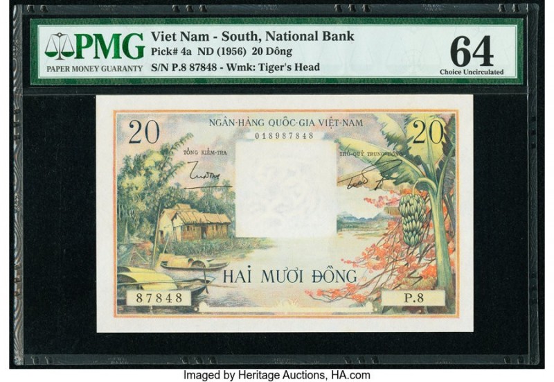 South Vietnam National Bank of Viet Nam 20 Dong ND (1956) Pick 4a PMG Choice Unc...