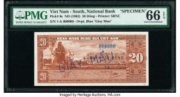 South Vietnam National Bank of Viet Nam 20 Dong ND (1962) Pick 6s Specimen PMG Gem Uncirculated 66 EPQ. Blue GIAY MAU overprints.

HID09801242017

© 2...