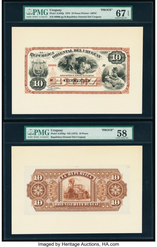 Uruguay Republica Oriental del Uruguay 10 Pesos ND (1875) Pick A104fp; A104bp Fr...