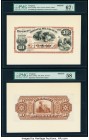 Uruguay Republica Oriental del Uruguay 10 Pesos ND (1875) Pick A104fp; A104bp Front and Back Proofs PMG Superb Gem Unc 67 EPQ; Choice About Unc 58. 

...