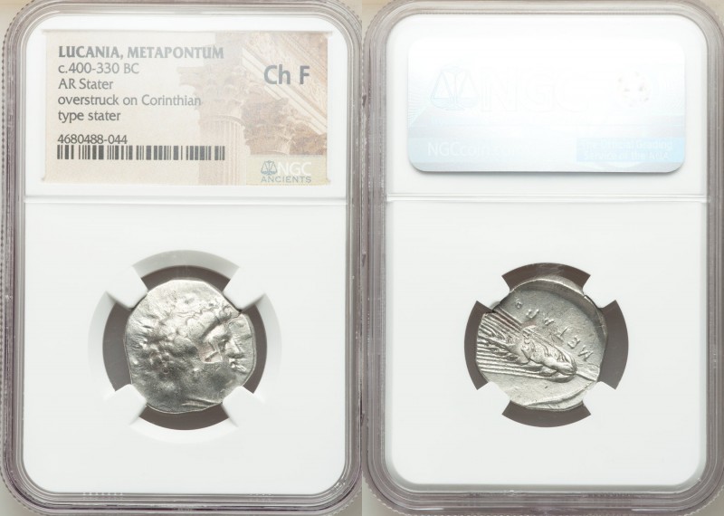 LUCANIA. Metapontum. Ca. 400-330 BC. AR stater (20mm, 10h). NGC Choice Fine, ove...