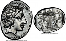 CHALCIDIAN LEAGUE. Macedon. Olynthus. Ca. 432-348 BC. AR tetrobol (14mm, 2.38 gm, 9h). NGC AU 5/5 - 4/5. Ca. 382-379 BC. Laureate head of Apollo right...