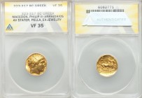 MACEDONIAN KINGDOM. Philip II (359-336 BC). AV stater (18mm, 12h). ANACS VF 35, ex-jewelry. Lifetime or early posthumous issue of Pella, 340-328 BC. L...