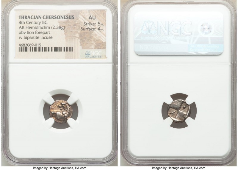 THRACE. Chersonesus. 4th century BC. AR hemidrachm (13mm, 2.38 gm). NGC AU 5/5 -...