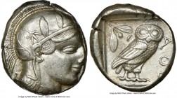 ATTICA. Athens. Ca. 455-440 BC. AR tetradrachm (25mm, 17.20 gm, 2h). NGC AU 4/5 - 4/5. Early transitional issue. Head of Athena right, wearing crested...