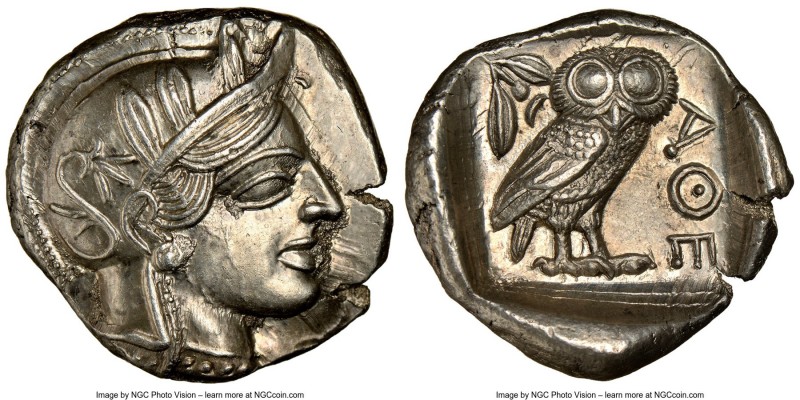 ATTICA. Athens. Ca. 440-404 BC. AR tetradrachm (26mm, 17.21 gm, 5h). NGC Choice ...