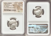 ATTICA. Athens. Ca. 440-404 BC. AR tetradrachm (25mm, 17.19 gm, 7h). NGC Choice AU 3/5 - 5/5. Mid-mass coinage issue. Head of Athena right, wearing cr...
