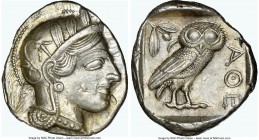 ATTICA. Athens. Ca. 440-404 BC. AR tetradrachm (26mm, 17.20 gm, 1h). NGC AU 5/5 - 4/5. Mid-mass coinage issue. Head of Athena right, wearing crested A...