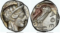 ATTICA. Athens. Ca. 440-404 BC. AR tetradrachm (25mm, 17.23 gm, 6h). NGC AU 5/5 - 4/5. Mid-mass coinage issue. Head of Athena right, wearing crested A...
