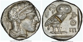 ATTICA. Athens. Ca. 440-404 BC. AR tetradrachm (26mm, 17.19 gm, 10h). NGC AU 5/5 - 2/5, test cut. Mid-mass coinage issue. Head of Athena right, wearin...