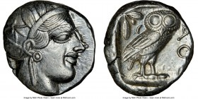ATTICA. Athens. Ca. 440-404 BC. AR tetradrachm (25mm, 17.19 gm, 7h). NGC Choice XF 4/5 - 4/5. Mid-mass coinage issue. Head of Athena right, wearing cr...