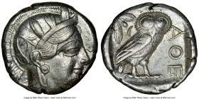 ATTICA. Athens. Ca. 440-404 BC. AR tetradrachm (26mm, 17.20 gm, 1h). NGC Choice XF 4/5 - 4/5. Mid-mass coinage issue. Head of Athena right, wearing cr...