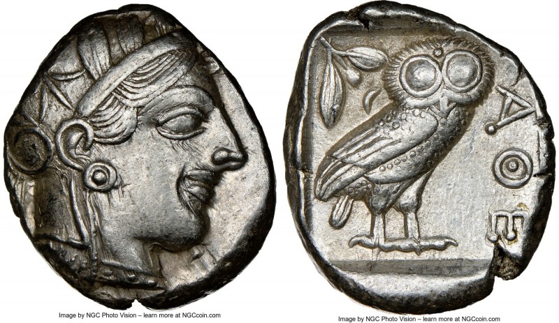 ATTICA. Athens. Ca. 440-404 BC. AR tetradrachm (25mm, 17.16 gm, 1h). NGC XF 4/5 ...