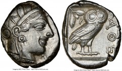 ATTICA. Athens. Ca. 440-404 BC. AR tetradrachm (25mm, 17.16 gm, 1h). NGC XF 4/5 - 3/5. Mid-mass coinage issue. Head of Athena right, wearing crested A...