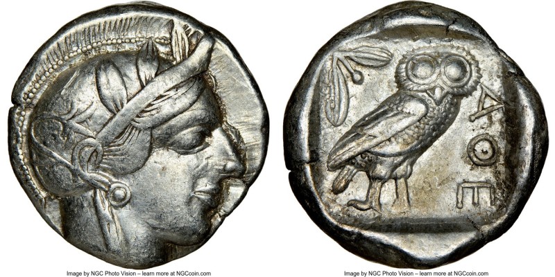 ATTICA. Athens. Ca. 440-404 BC. AR tetradrachm (25mm, 17.12 gm, 6h). NGC Choice ...