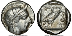 ATTICA. Athens. Ca. 440-404 BC. AR tetradrachm (25mm, 17.12 gm, 6h). NGC Choice VF 5/5 - 4/5. Mid-mass coinage issue. Head of Athena right, wearing cr...
