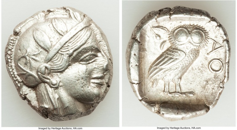 ATTICA. Athens. Ca. 440-404 BC. AR tetradrachm (25mm, 17.21 gm, 12h). AU. Mid-ma...
