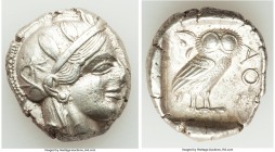 ATTICA. Athens. Ca. 440-404 BC. AR tetradrachm (25mm, 17.21 gm, 12h). AU. Mid-mass coinage issue. Head of Athena right, wearing crested Attic helmet o...