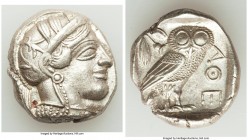 ATTICA. Athens. Ca. 440-404 BC. AR tetradrachm (25mm, 17.20 gm, 7h). AU. Mid-mass coinage issue. Head of Athena right, wearing crested Attic helmet or...