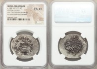 MYSIA. Pergamum. Ca. 180/167-133 BC. AR cistophorus (28mm, 12h). NGC Choice XF. Cista mystica with serpent; all within ivy wreath / Bow in bow case de...