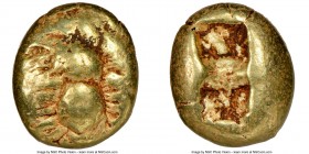 IONIA. Ephesus. Ca. 600-550 BC. EL third-stater or trite (13mm, 4.72 gm). NGC Choice Fine 4/5 - 4/5. 'Primitive' bee, viewed from above / Two incuse s...
