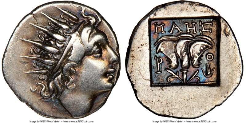 CARIAN ISLANDS. Rhodes. Ca. 88-84 BC. AR drachm (17mm, 11h). NGC Choice VF. Plin...