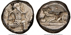 ACHAEMENID PERSIA. Xerxes II-Artaxerxes II (ca. 420-375 BC). AR siglos (17mm, 5.36 gm). NGC AU 4/5 - 3/5. Sardes. Persian king or hero, wearing cidari...