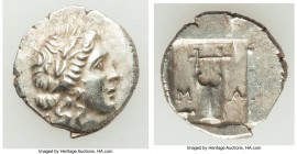 LYCIAN LEAGUE. Masicytes. Ca. 48-20 BC. AR hemidrachm (14mm, 2.01 gm, 12h). XF. Series 1. Laureate head of Apollo right; Λ-Y below / M-A, cithara (lyr...