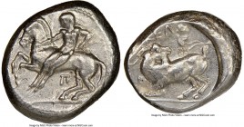 CILICIA. Celenderis. Ca. 425-350 BC. AR stater (21mm, 3h). NGC Choice XF. Persic standard, ca. 425-400 BC. Youthful nude male rider, reins in right ha...