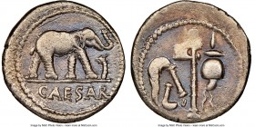 Julius Caesar, as Dictator (49-44 BC). AR denarius (18mm, 3.69 gm, 1h). NGC Choice VF 4/5 - 2/5, brushed. Military mint traveling with Caesar in north...