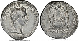 Augustus (27 BC-AD 14). AR denarius (21mm, 3.84 gm, 1h). NGC Choice VF 5/5 - 5/5. Lugdunum, 2 BC-AD 4. CAESAR AVGVSTVS-DIVI F PATER PATRIAE, laureate ...