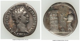 Domitian (AD 81-96). AR denarius (19mm, 3.17 gm, 6h). About Fine. Rome, 3rd issue, AD 88. IMP CAES DOMIT AVG-GERM P M TR P VIII, laureate head of Domi...