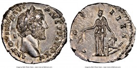 Antoninus Pius (AD 138-161). AR denarius (17mm, 3.48 gm, 6h). NGC MS S 5/5 - 5/5. Rome, AD 151-152. ANTONINVS AVG-PIVS P P TR P XV, laureate head of A...