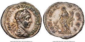 Elagabalus (AD 218-222). AR denarius (18mm, 2.69 gm, 6h). NGC Choice AU S 5/5 - 5/5. Rome. IMP ANTONINVS PIVS AVG, laureate, draped bust of Elagabalus...