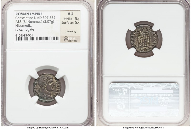 Constantine I the Great (AD 307-337). AE3 or BI nummus (19mm, 3.07 gm, 12h). NGC...