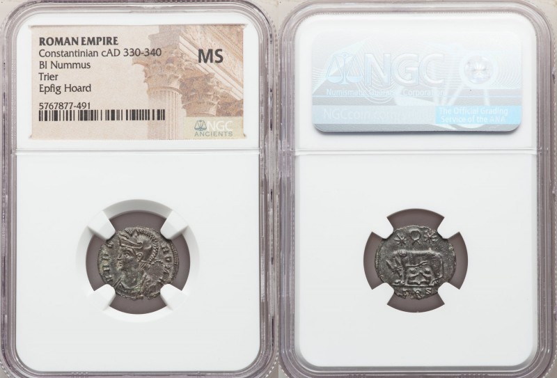 Constantinople Commemorative (ca. AD 330-340). AE3 or BI nummus (18mm, 12h). NGC...