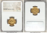 Honorius, Western Roman Empire (AD 393-423). AV solidus (20mm, 4.38 gm, 6h). NGC XF 5/5 - 2/5, ex-jewelry. Ravenna, ca. AD 395-423. D N HONORI-VS P F ...