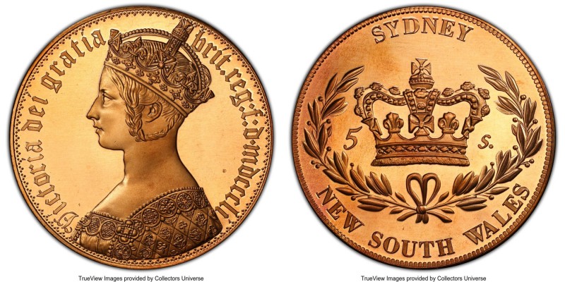 Victoria bronze Proof INA Retro Issue "Gothic" Crown (5 Shillings) 1851-Dated PR...