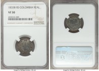 Republic Real 1833 B-RS VF30 NGC, Bogota mint, KM87.1.

HID09801242017

© 2020 Heritage Auctions | All Rights Reserved