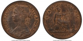 Victoria 4-Piece Lot of Certified Farthings PCGS, 1) Farthing 1860 - MS63 Brown. Beaded border. 2) Farthing 1881 - MS63 Brown. Three Berries. 3) Farth...